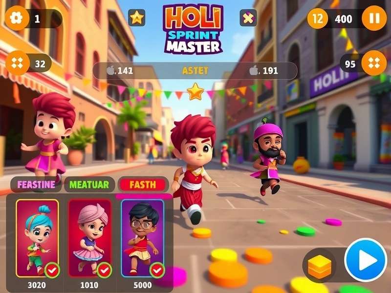 Holi Sprint Master community event showing players competing in a virtual tournament